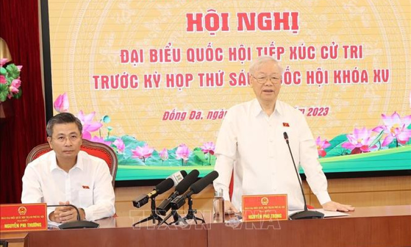 Tổng Bí thư tiếp xúc cử tri Hà Nội trước Kỳ họp thứ 6, Quốc hội khóa XV
