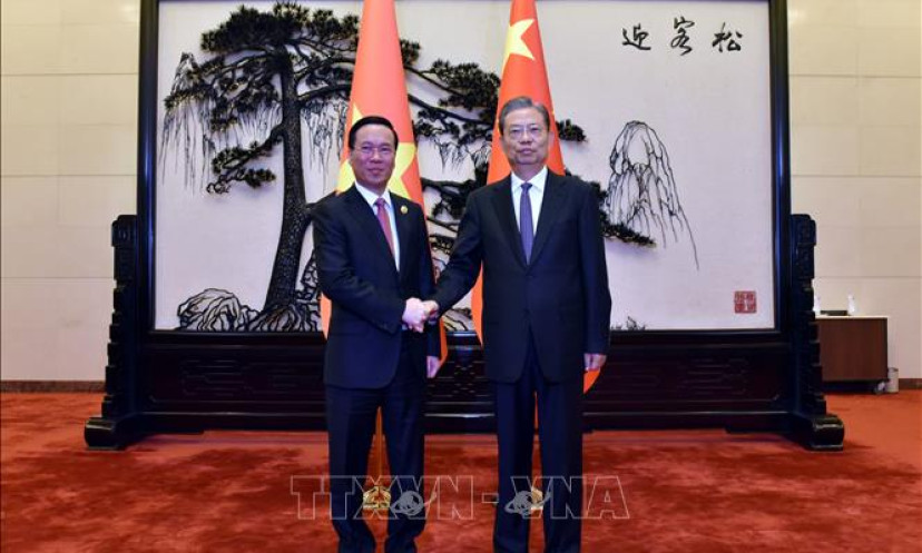 Chủ tịch nước Võ Văn Thưởng hội kiến Ủy viên trưởng Nhân đại toàn quốc Trung Quốc Triệu Lạc Tế
