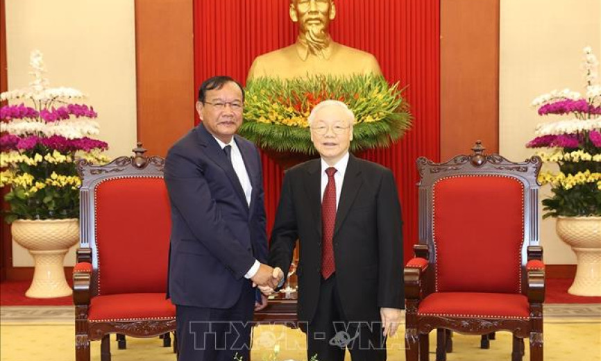 Tổng Bí thư Nguyễn Phú Trọng tiếp Trưởng Ban Đối ngoại Trung ương Đảng Nhân dân Campuchia