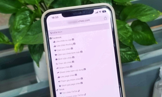 Mô hình tương tác chéo 'kích like' trên Facebook, TikTok