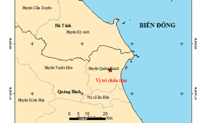 Động đất độ lớn 4.0 tại Quảng Bình