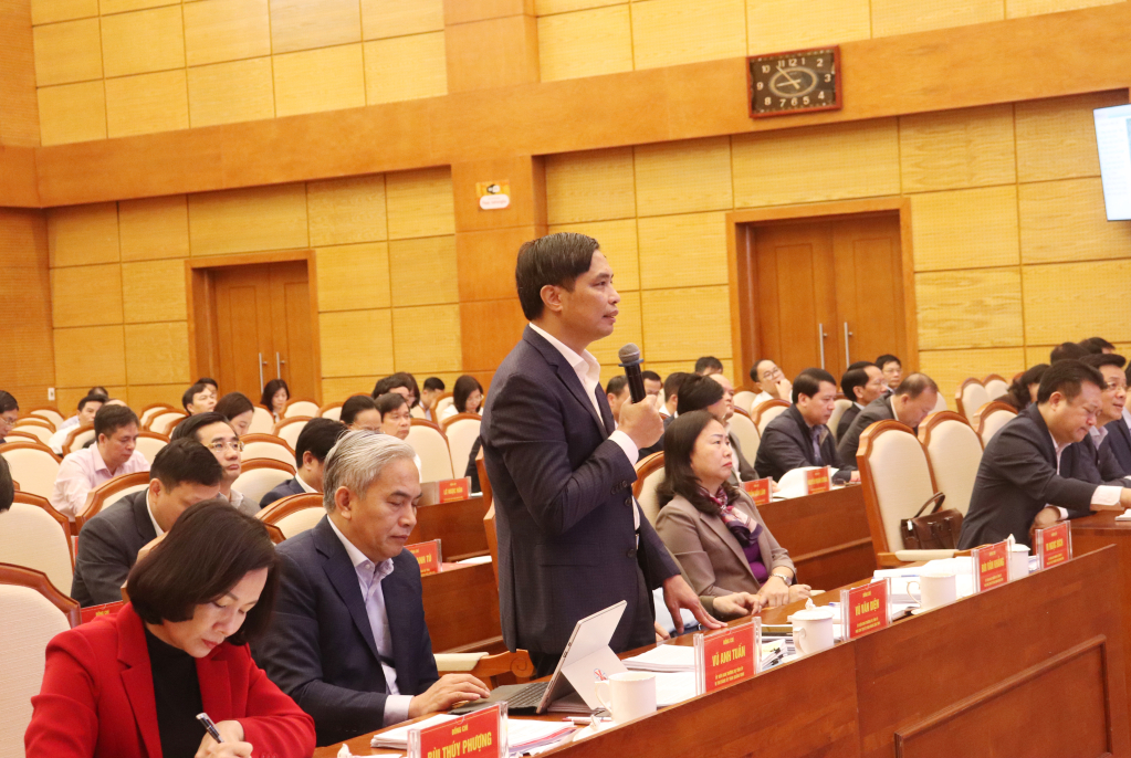 Đồng chí Vũ Văn Diện, Phó Chủ tịch UBND tỉnh, phát biểu tại hội nghị.