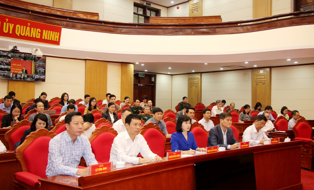 Các đại biểu tham gia dự họp tại điểm cầu Quảng Ninh.