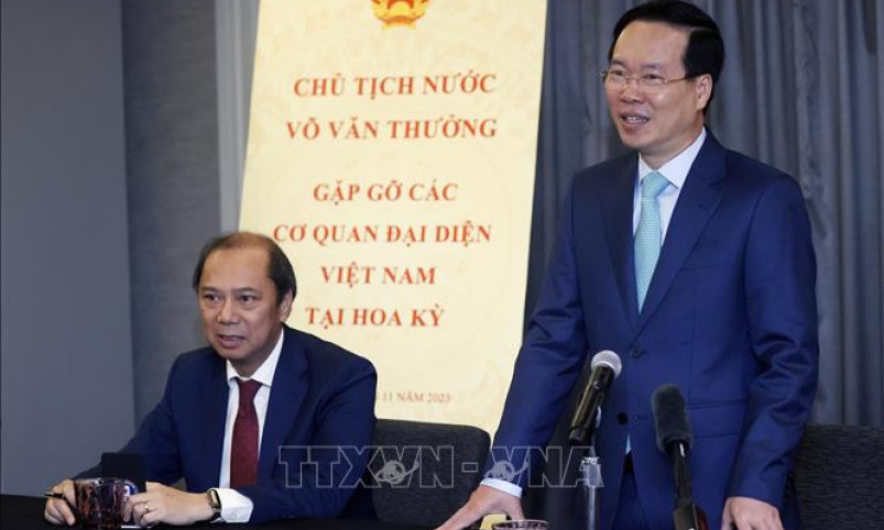 Chủ tịch nước gặp mặt lãnh đạo, cán bộ các cơ quan đại diện Việt Nam tại Hoa Kỳ