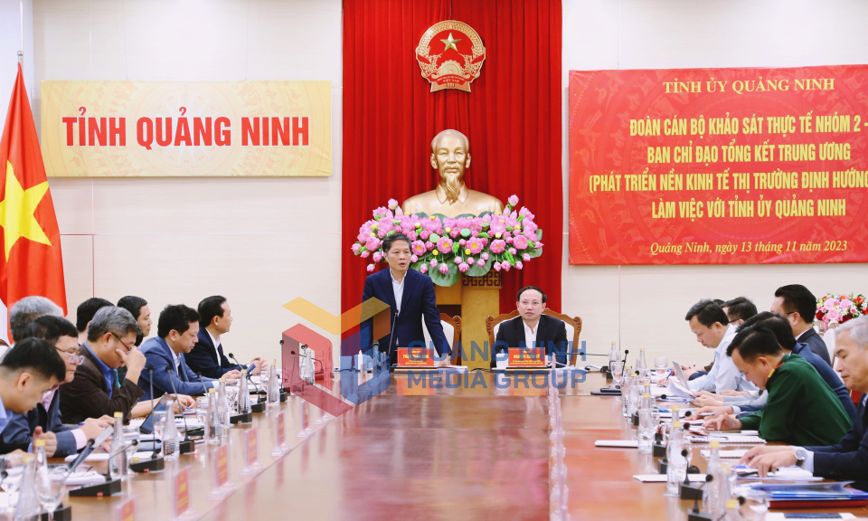 Trưởng ban Kinh tế TƯ Trần Tuấn Anh làm việc với Tỉnh ủy Quảng Ninh về phát triển nền kinh tế thị trường định hướng xã hội chủ nghĩa, tháng 11-2023