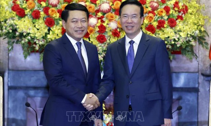 Chủ tịch nước Võ Văn thưởng tiếp Phó Thủ tướng, Bộ trưởng Ngoại giao Lào Saleumxay Kommasith