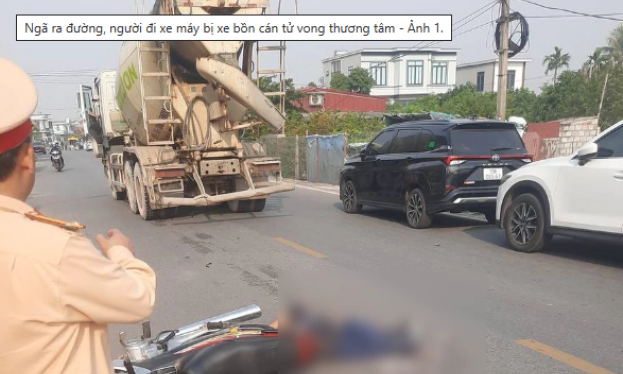 Ngã ra đường, người đi xe máy bị xe bồn cán tử vong thương tâm