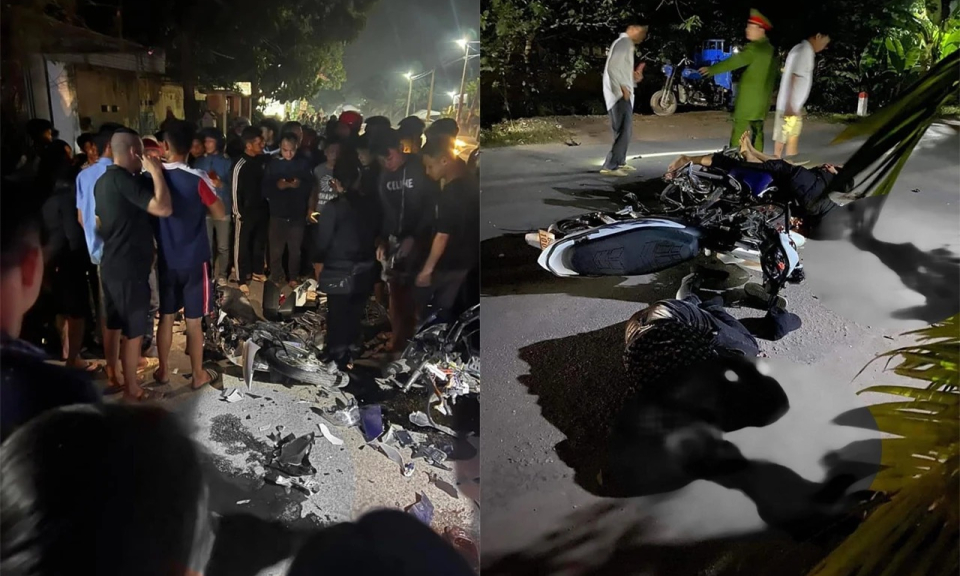 Hai xe máy vỡ nát, ba người nguy kịch sau cú va chạm mạnh