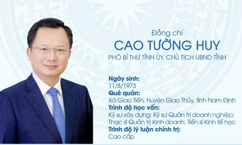 Quá trình công tác của đồng chí Cao Tường Huy, Chủ tịch UBND tỉnh Quảng Ninh