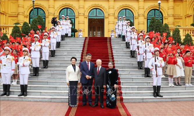 Tổng Bí thư Nguyễn Phú Trọng chủ trì Lễ đón chính thức Tổng Bí thư, Chủ tịch nước Trung Quốc Tập Cận Bình