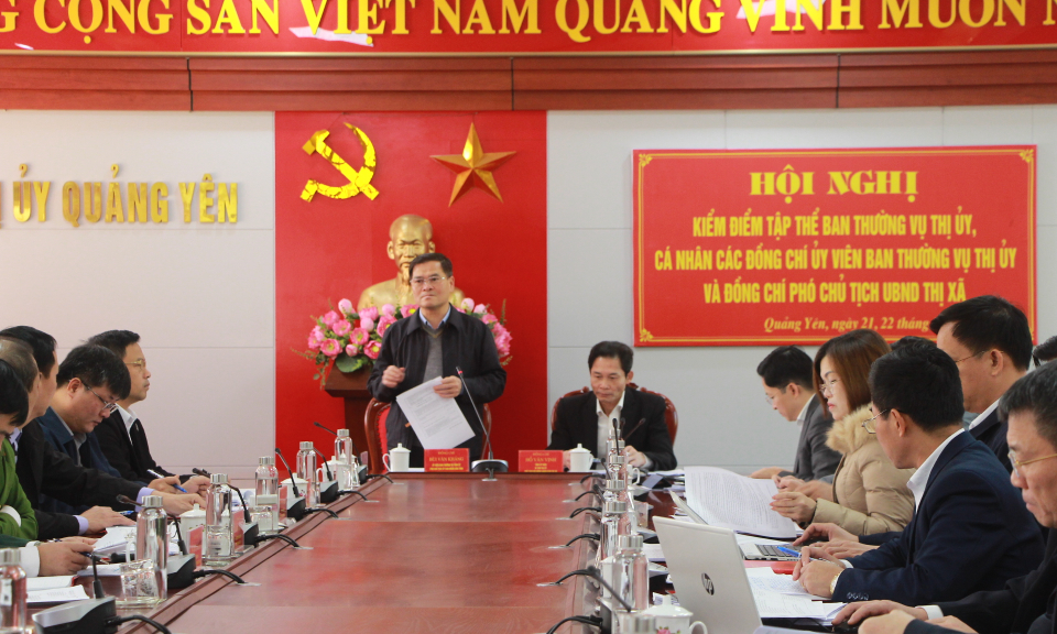 Hội nghị kiểm điểm tập thể, cá nhân Ban Thường vụ Thị ủy Quảng Yên