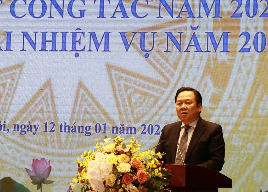 Đồng chí Nguyễn Hoàng Anh, Ủy viên Trung ương Đảng, Chủ tịch Ủy ban quản lý vốn nhà nước tại doanh nghiệp, phát biểu chỉ đạo tại hội nghị.