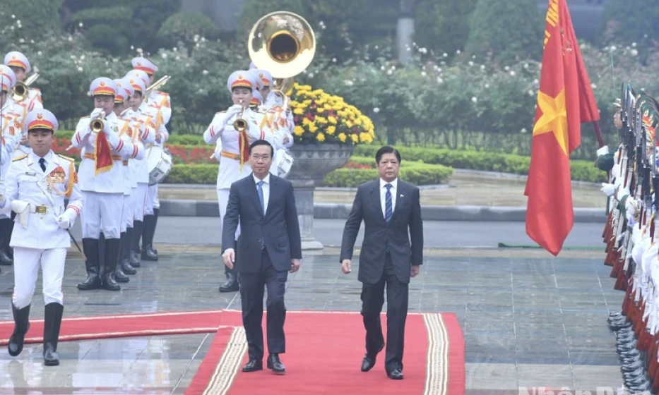 Chủ tịch nước Võ Văn Thưởng và phu nhân chủ trì Lễ đón chính thức Tổng thống Philippines Ferdinand Marcos Jr và phu nhân