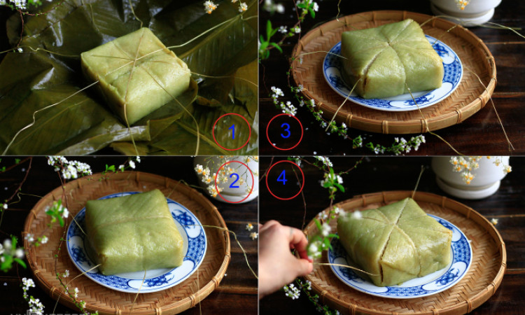 Cắt bánh chưng bằng lạt hay dao?