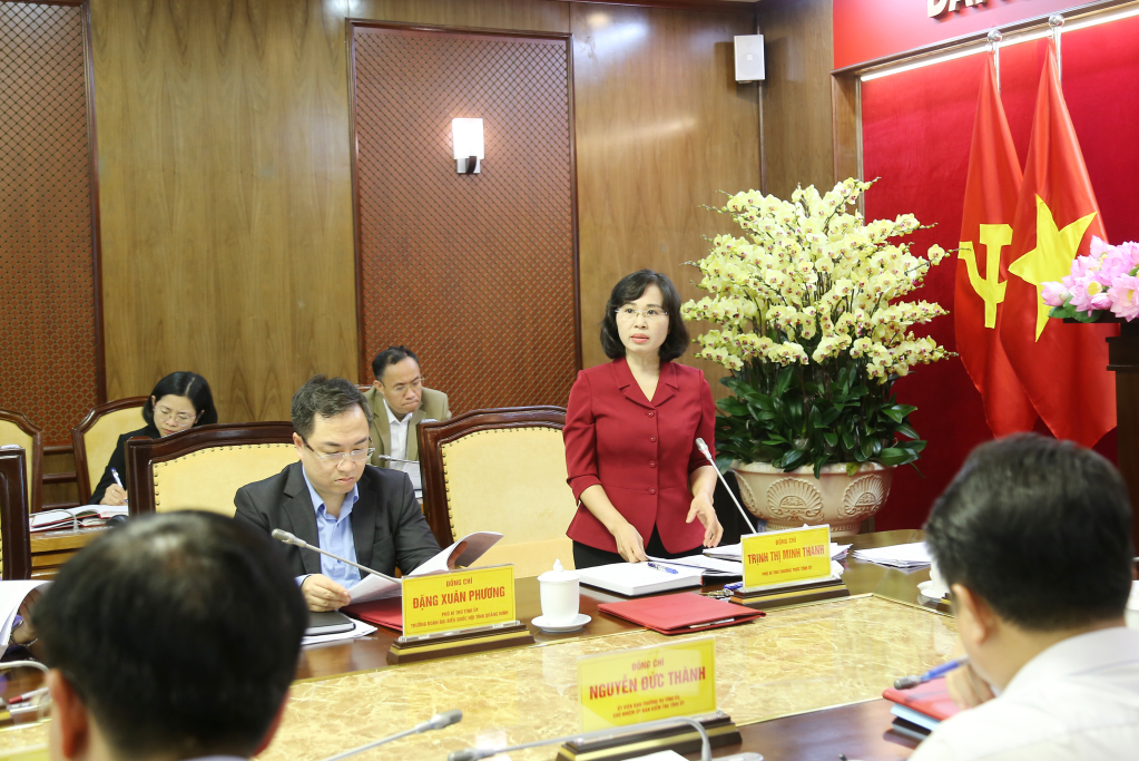 Đồng chí Trịnh Minh Thanh, Phó Bí thư Thường trực Tỉnh ủy, phát biểu tại cuộc họp.