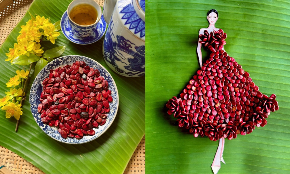 Bộ sưu tập váy dạ hội làm từ mứt Tết