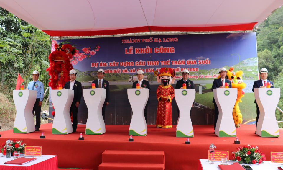 TP Hạ Long khởi công cầu thay thế tràn qua suối thôn Đất Đỏ, xã Tân Dân