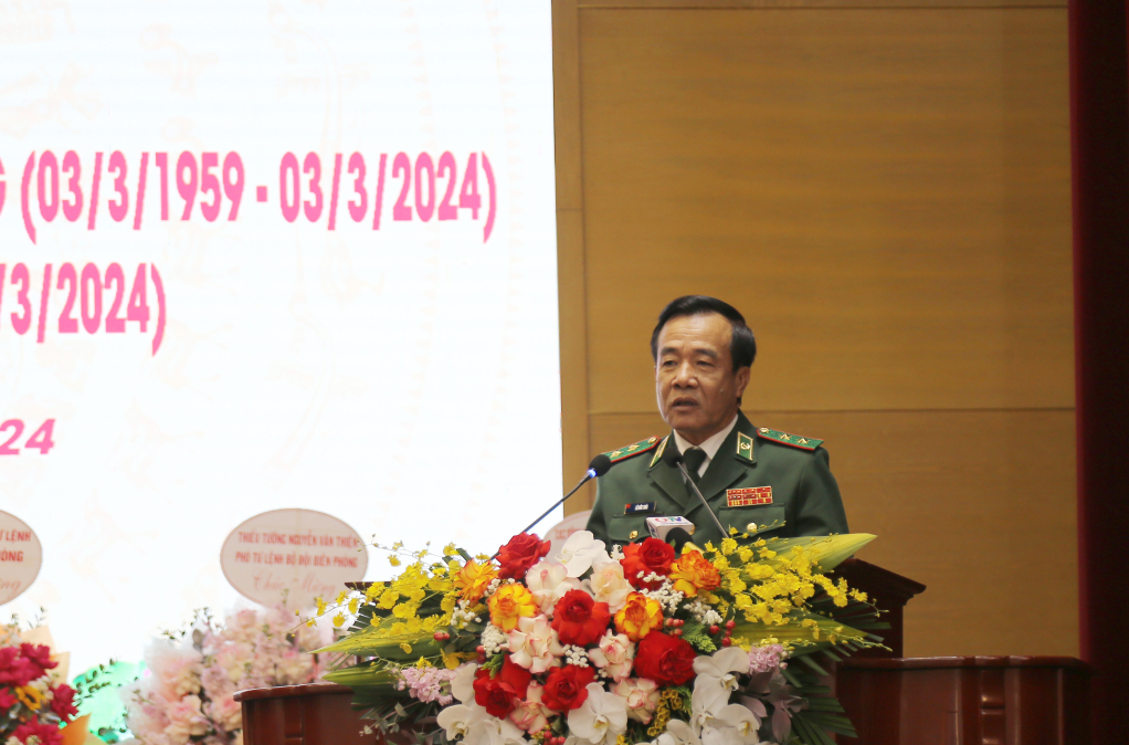 Trung tướng Lê Đức Thái, Ủy viên Trung ương Đảng, Ủy viên Quân ủy Trung ương, Tư lệnh Bộ đội Biên phòng, phát biểu tại lễ kỷ niệm.