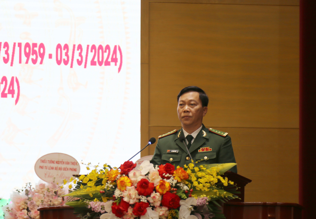 Đại tá Lê Xuân Men, Chính uỷ Bộ Chỉ huy BĐBP tỉnh Quảng Ninh, đọc diễn văn tại lễ kỷ niệm.
