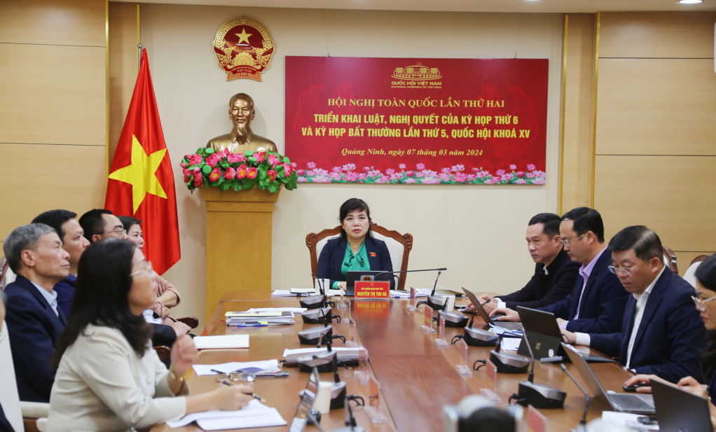 Quang cảnh hội nghị tại điểm cầu tỉnh Quảng Ninh.