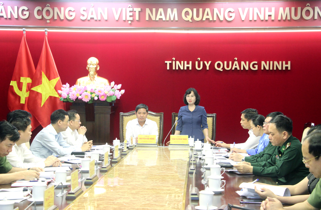Đồng chí Trịnh Thị Minh Thanh, Phó Bí thư Thường trực Tỉnh ủy, phát biểu tại buổi làm việc.