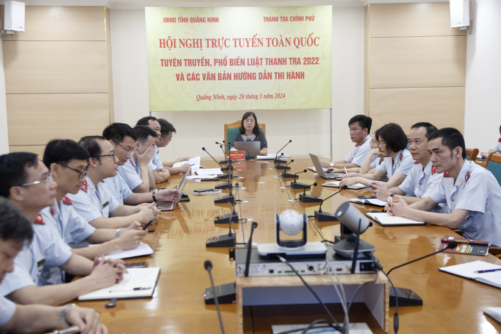 Các đại biểu tham dự cuộc họp trực tuyến tại điểm cầu tỉnh Quảng Ninh