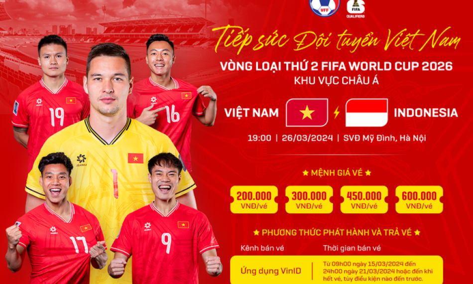 Vé xem trận đội tuyển Việt Nam - Indonesia cao nhất 600.000 đồng
