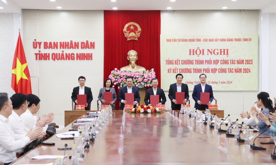 Ban Cán sự Đảng UBND tỉnh và các Ban Xây dựng Đảng thuộc Tỉnh ủy ký kết chương trình phối hợp công tác năm 2024