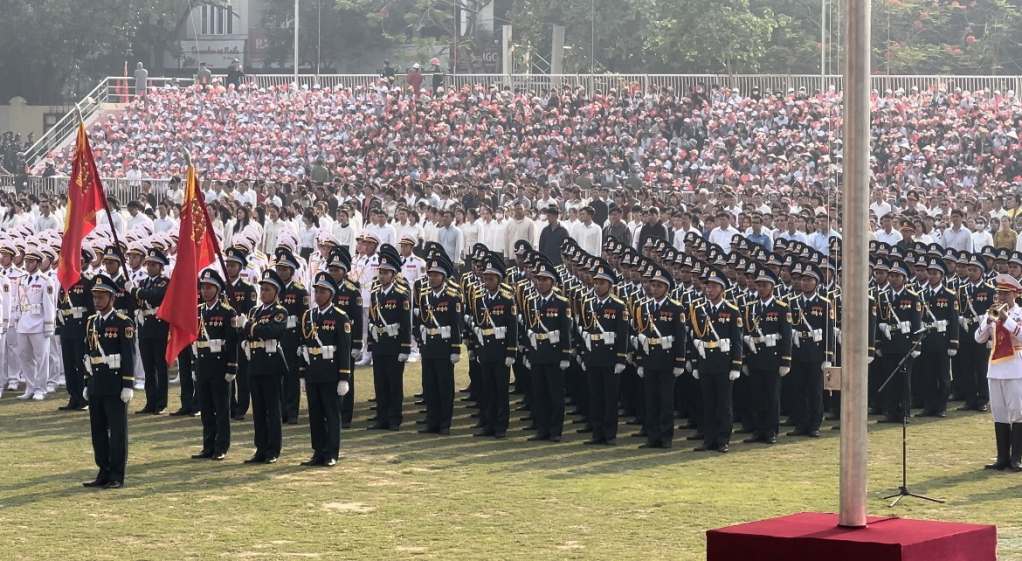Khối đứng Quân chủng PK-KQ luyện tập tham gia diễu binh, diễu hành trong Lễ kỷ niệm 70 năm Chiến thắng Điện Biên Phủ.