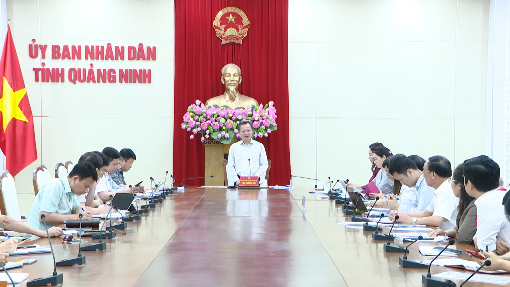 Đồng chí Cao Tường Huy, Chủ tịch UBND tỉnh phát biểu chỉ đạo tại buổi làm việc. 