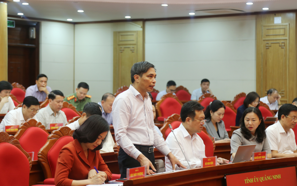 Đồng chí Vũ Văn Diện, Phó Chủ tịch Thường trực UBND tỉnh, phát biểu tại hội nghị.