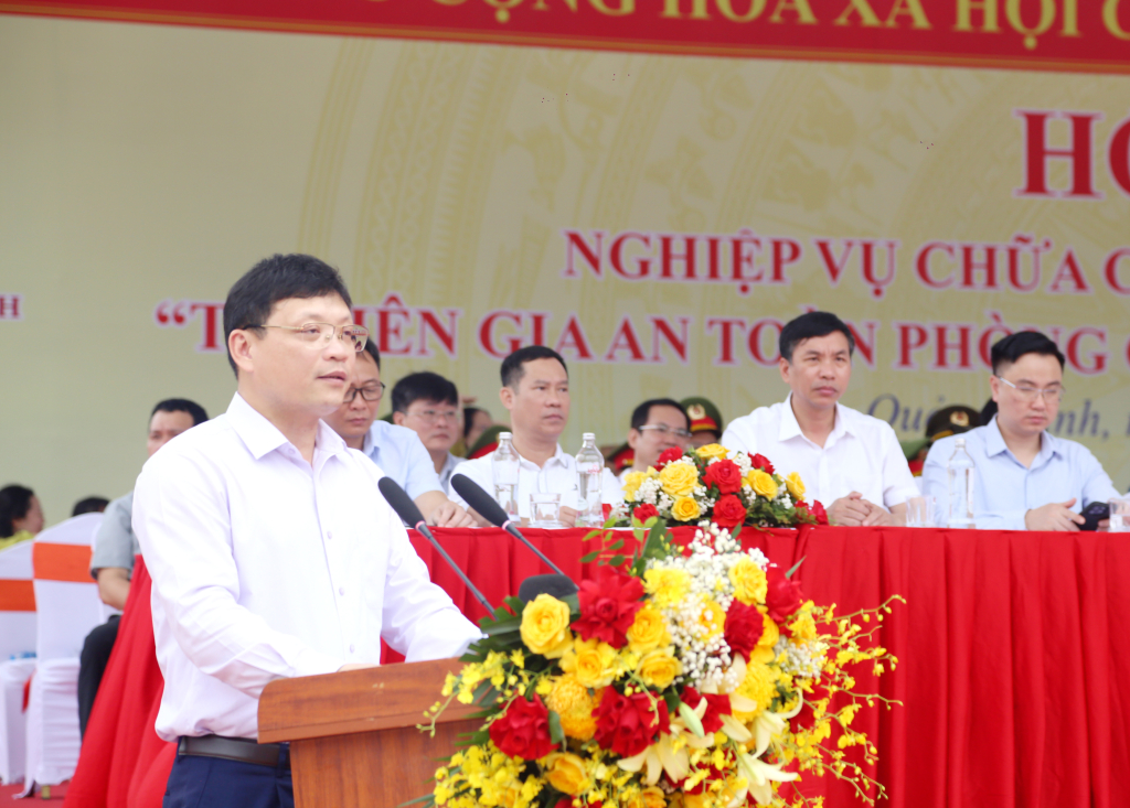 Đồng chí Nghiêm Xuân Cường, Phó Chủ tịch UBND tỉnh, phát biểu tại hội thi.
