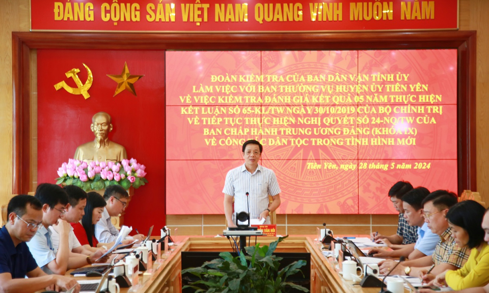 Đoàn kiểm tra Ban Dân vận Tỉnh ủy làm việc với huyện Tiên Yên