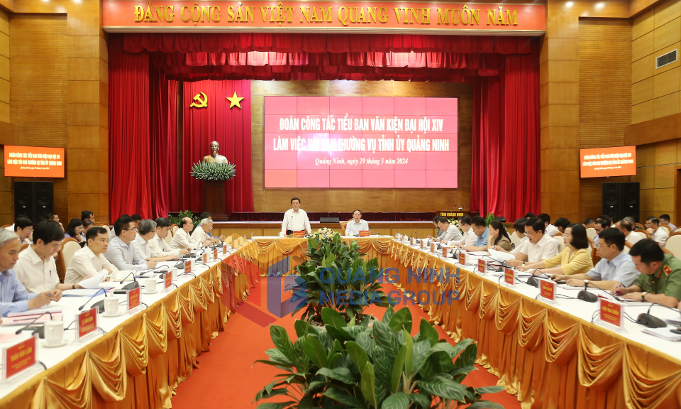 Tiểu ban Văn kiện Đại hội XIV của Đảng làm việc với Ban Thường vụ Tỉnh ủy Quảng Ninh, tháng 5-2024