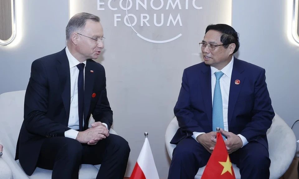 Thủ tướng Phạm Minh Chính gặp Tổng thống Ba Lan Andrzej Sebastian Duda