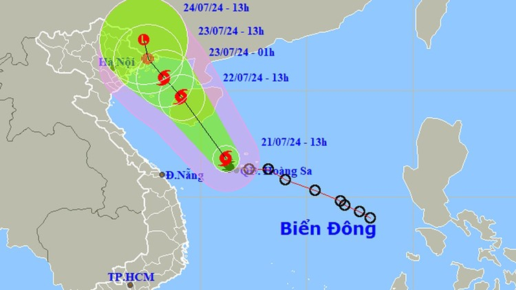 Dự báo đường đi của bão số 2.