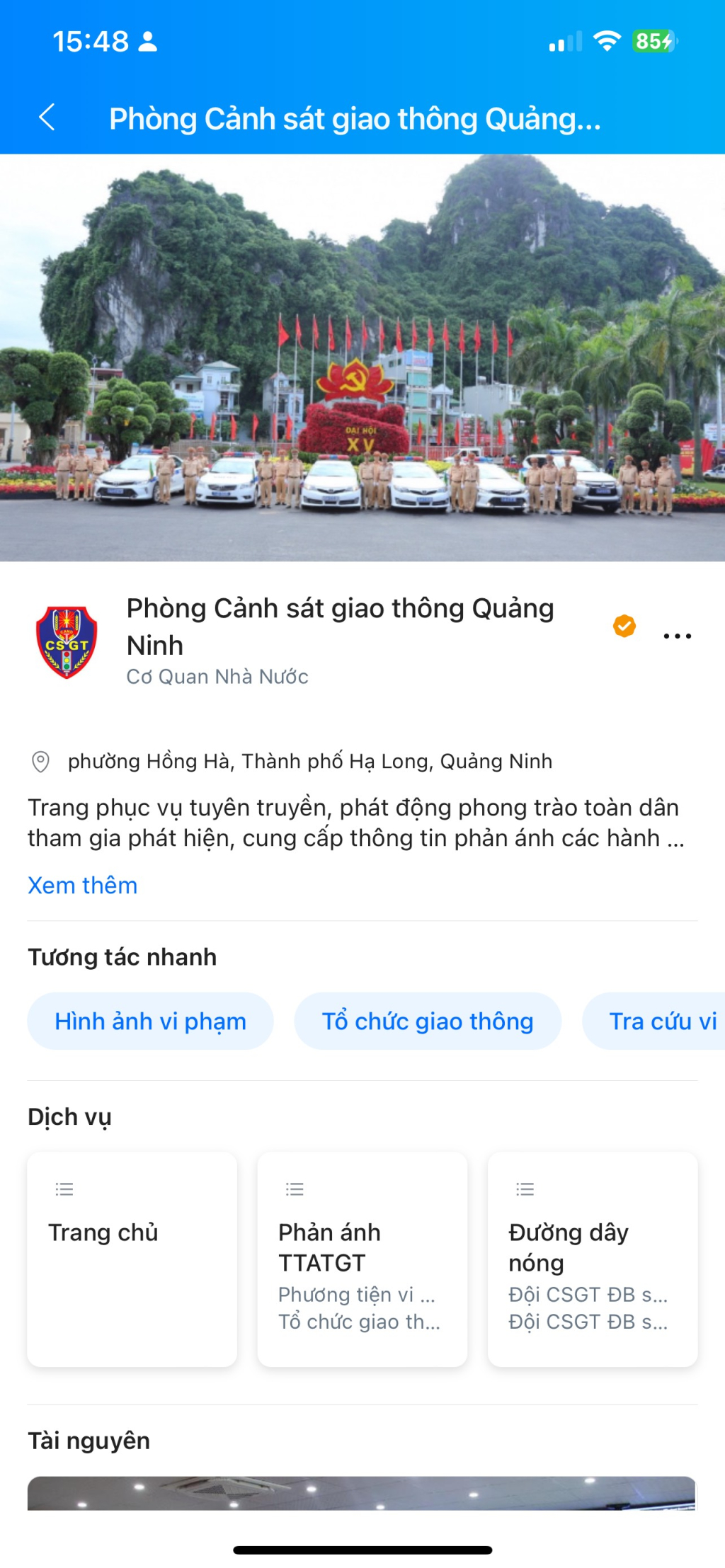 Ngoài phản gửi tin phản ánh, người dân có thể tra cứu, thực hiện các thủ tục liên quan đến giao thông từ trang zalo “Phòng Cảnh sát giao thông Quảng Ninh”.