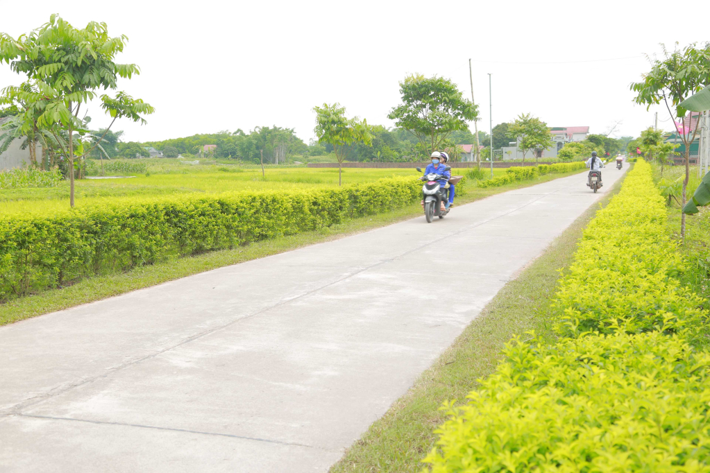 Tuyến đường hoa kiểu mẫu xã Đông Ngũ, huyện Tiên Yên. Ảnh: Xuân Thao