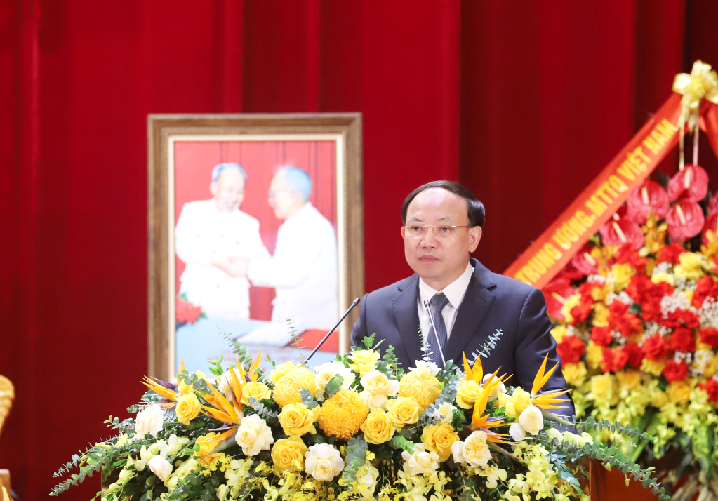 Đồng chí Nguyễn Xuân Ký, Ủy viên Trung ương Đảng, Bí thư Tỉnh ủy, Chủ tịch HĐND tỉnh, phát biểu chỉ đạo Đại hội.