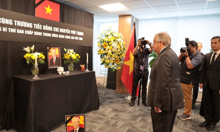 UN Secretary General, Ambassadors of countries to the UN pay respects to Party General Secretary Nguyễn Phú Trọng