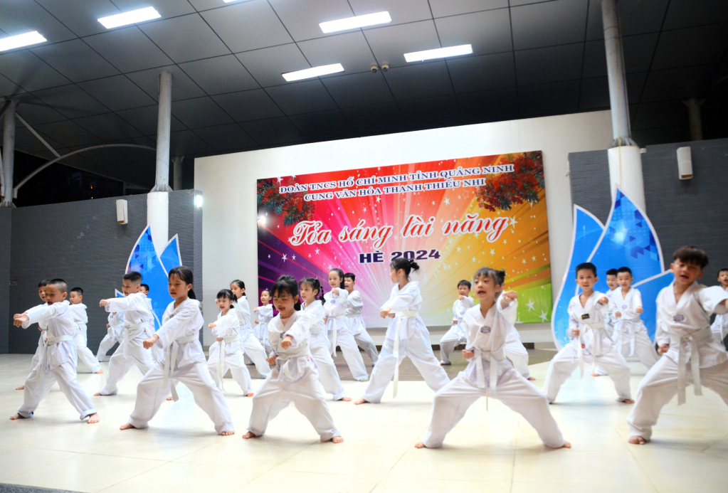 Tiết mục đồng diễn khỏe khoắn của lớp Taekwondo.