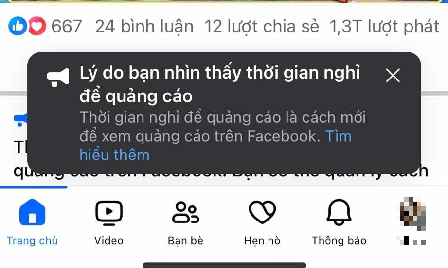 Facebook ép người dùng xem quảng cáo 8 giây mới cho lướt tiếp
