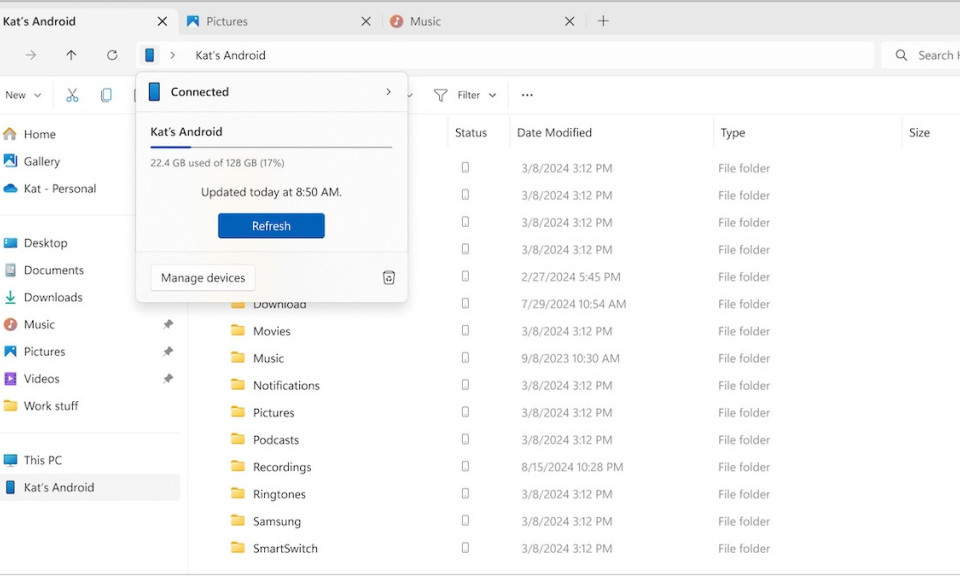 Windows 11 đơn giản hoá truy cập điện thoại Android