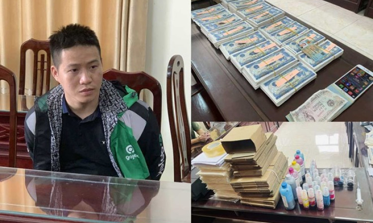 Công an tỉnh Nam Định bắt thanh niên làm tiền giả mang bán