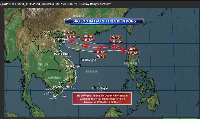 Bão số 3 có thể mạnh tới cấp 14, đang hướng về miền Bắc nước ta - Ảnh 1.