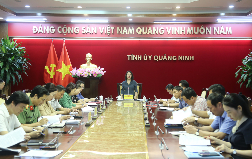 Đồng chí Trịnh Thị Minh Thanh, Phó Bí thư Thường trực Tỉnh ủy, chủ trì và kết luận hội nghị.