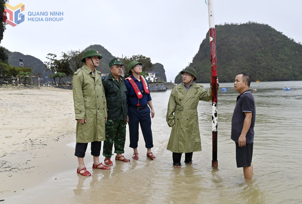 Phó Bí thư Tỉnh ủy, Trưởng Đoàn đại biểu Quốc hội tỉnh Quảng Ninh kiểm tra công tác khắc phục hậu quả bão số 3 tại đảo Titop