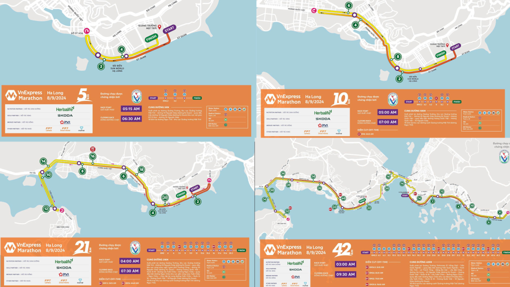 Bản đồ các cự ly 5km, 10km, 21km và 42km của giải chạy