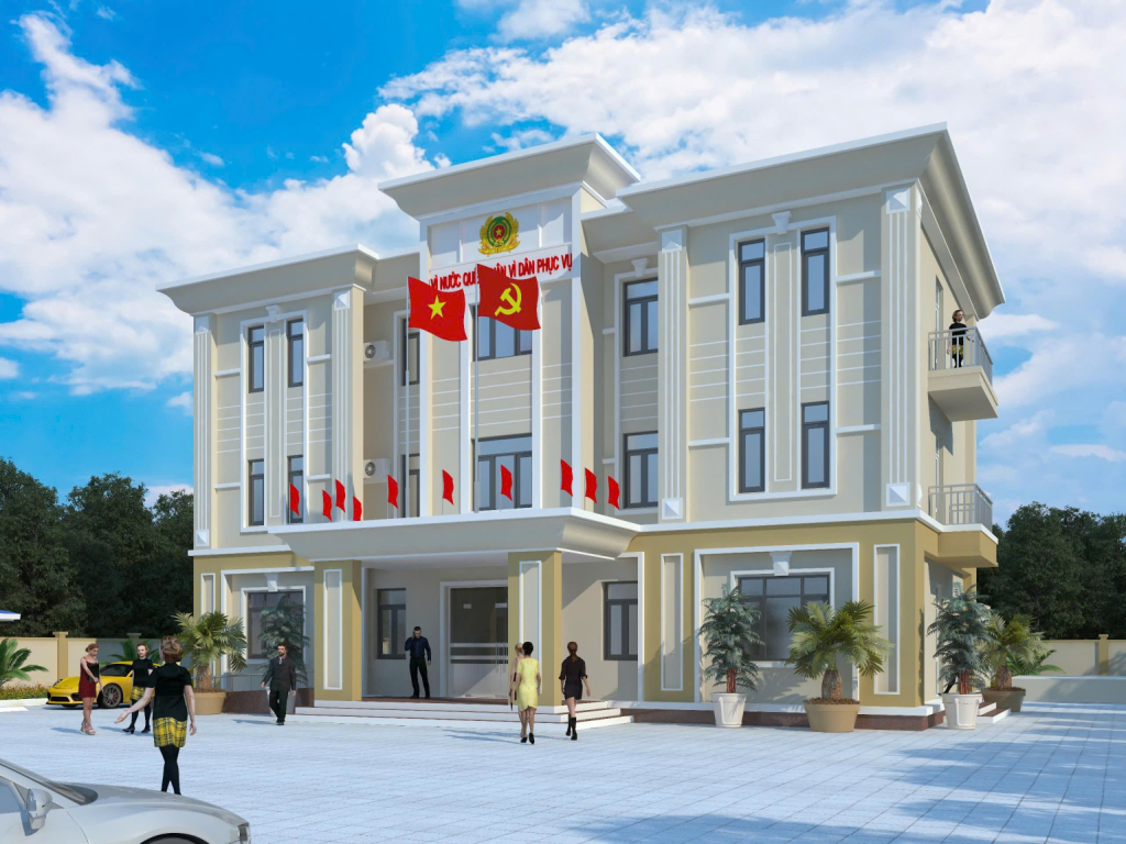 Phối cảnh trụ sở Công an xã Bằng Cả và Lê Lợi