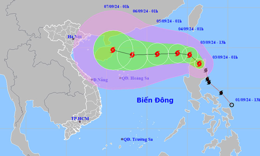 Thời tiết ngày 3/9: Bão Yagi gần biển đông